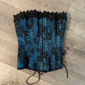 Blue and black corset